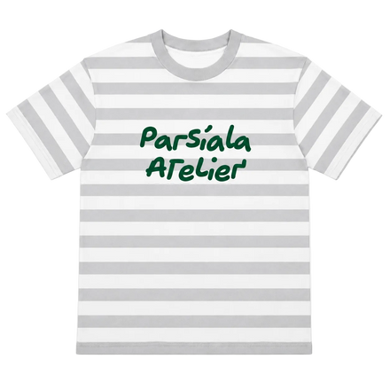 "ATELIER UNIFORM" OVERSIZED STRIPED T-SHIRT - Grey/White