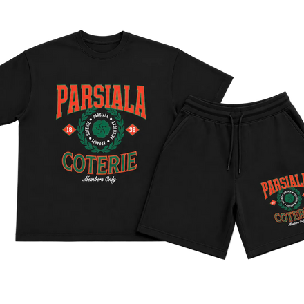 "VARSITY CREST" SHORT SET - Black