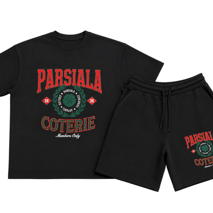 "VARSITY CREST" SHORT SET - Black