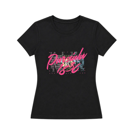"DIGITAL SCRIPT" BODYCON T-SHIRT - Black