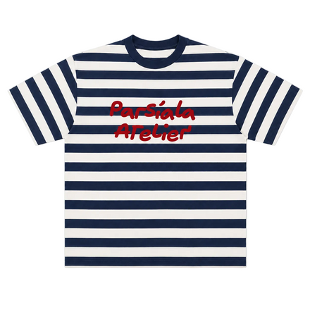 "ATELIER UNIFORM" OVERSIZED STRIPED T-SHIRT - Navy/Cream