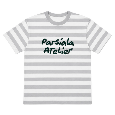 "ATELIER UNIFORM" OVERSIZED STRIPED T-SHIRT - Grey/White