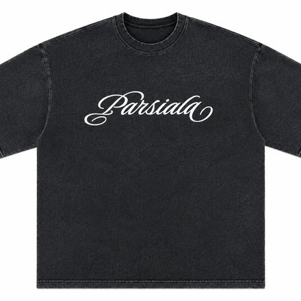 "SIGNATURE SCRIPT" OVERSIZED GARMENT DYED T-SHIRT - Black
