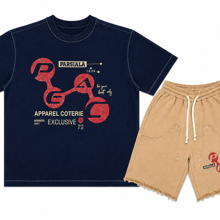 "VINTAGE CIRCUIT" SHORT SET - Navy/Khaki