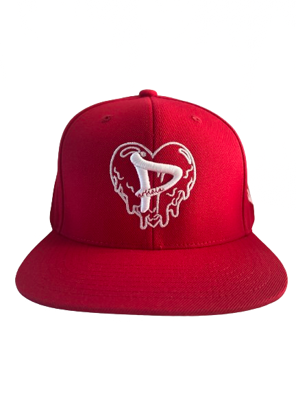 "Drip" Logo Flat-Bill Snapback Cap - Red