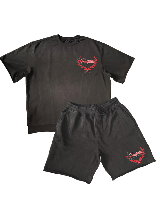 "Prestige" Black Raw Edge Short Set - Signature (Mens)