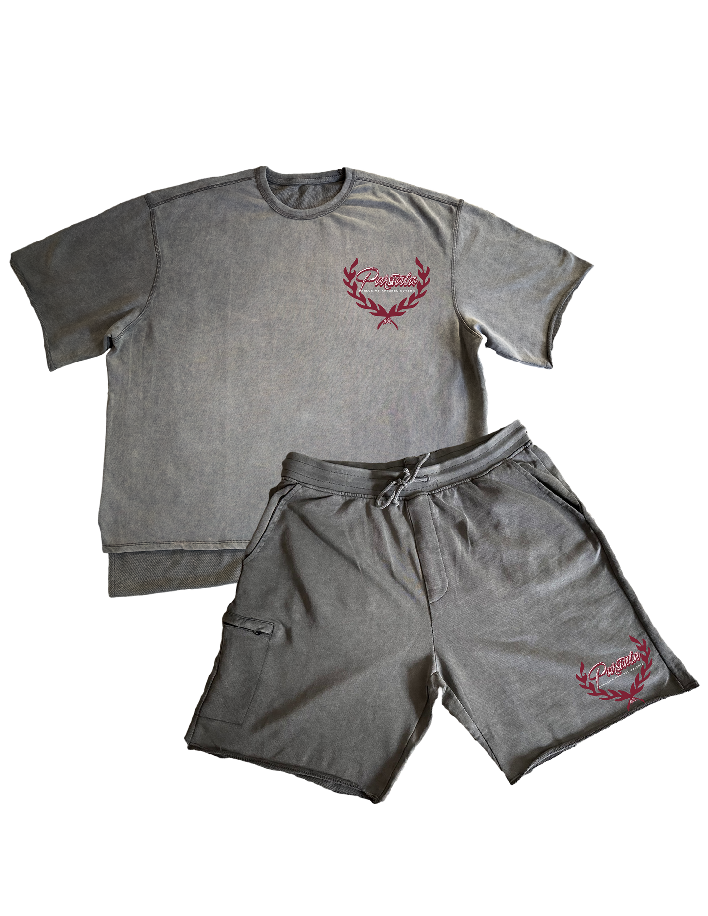 "Prestige" Gray Raw Edge Short Set - Signature (Mens)