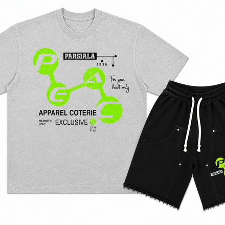 "VINTAGE CIRCUIT" SHORT SET - Grey/Black