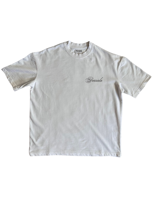 "Island Horizon" White Oversized Distressed Tee